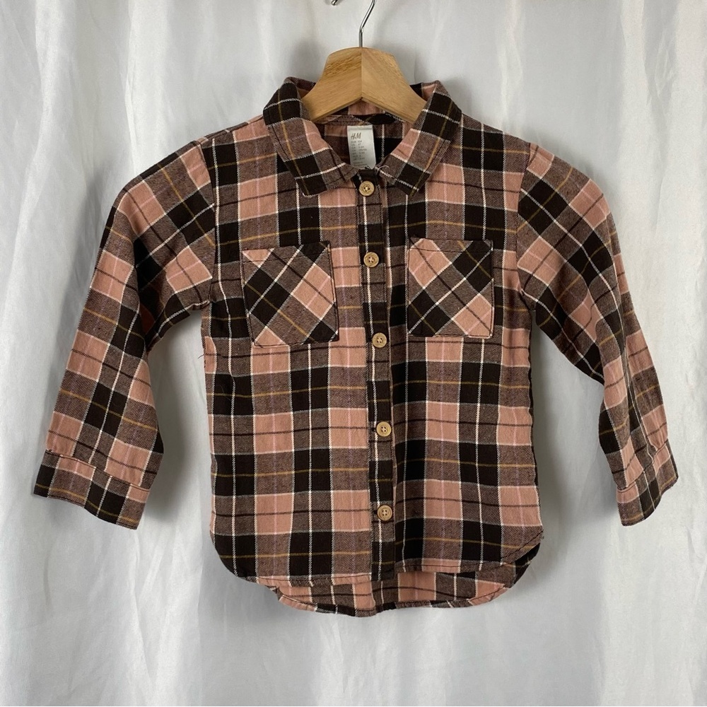 H&M Plaid Toddler Boy Long Sleeve Shirt Size 4T